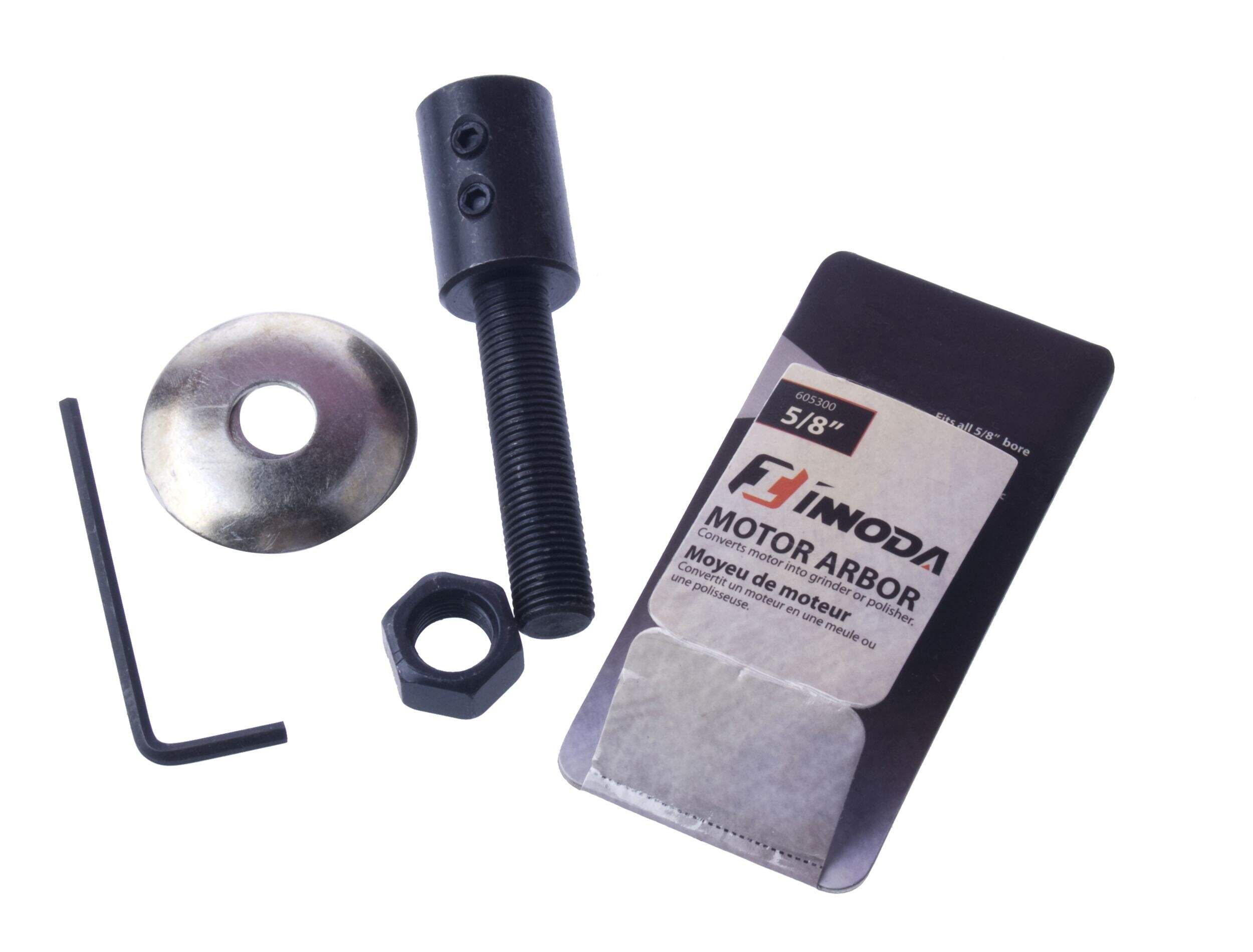 Innoda Motor Arbor with 2 Flange Rings, Black Oxide Coated, 5/8-in Shaft Composite_or_Mixed