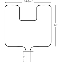 Laser 62509/2 Frigidaire Oven/Bake Element with Fixed 90° Connector, 2400W, 14-3/4-in x 14-in Overhead_Flat
