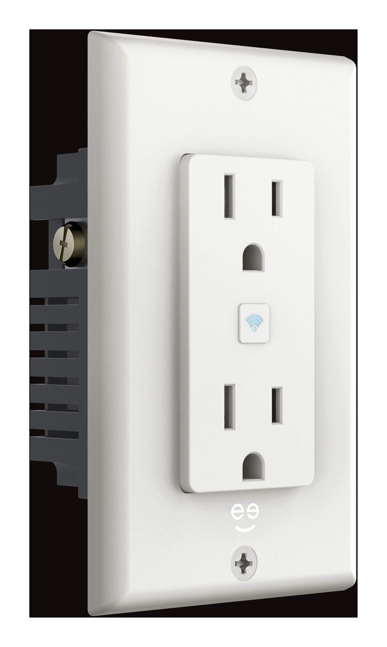 Geeni GN-CWW115-199 CURRENT Smart Wi-Fi in Wall Outlet, White Front_Three_Fourths_Angled_Right