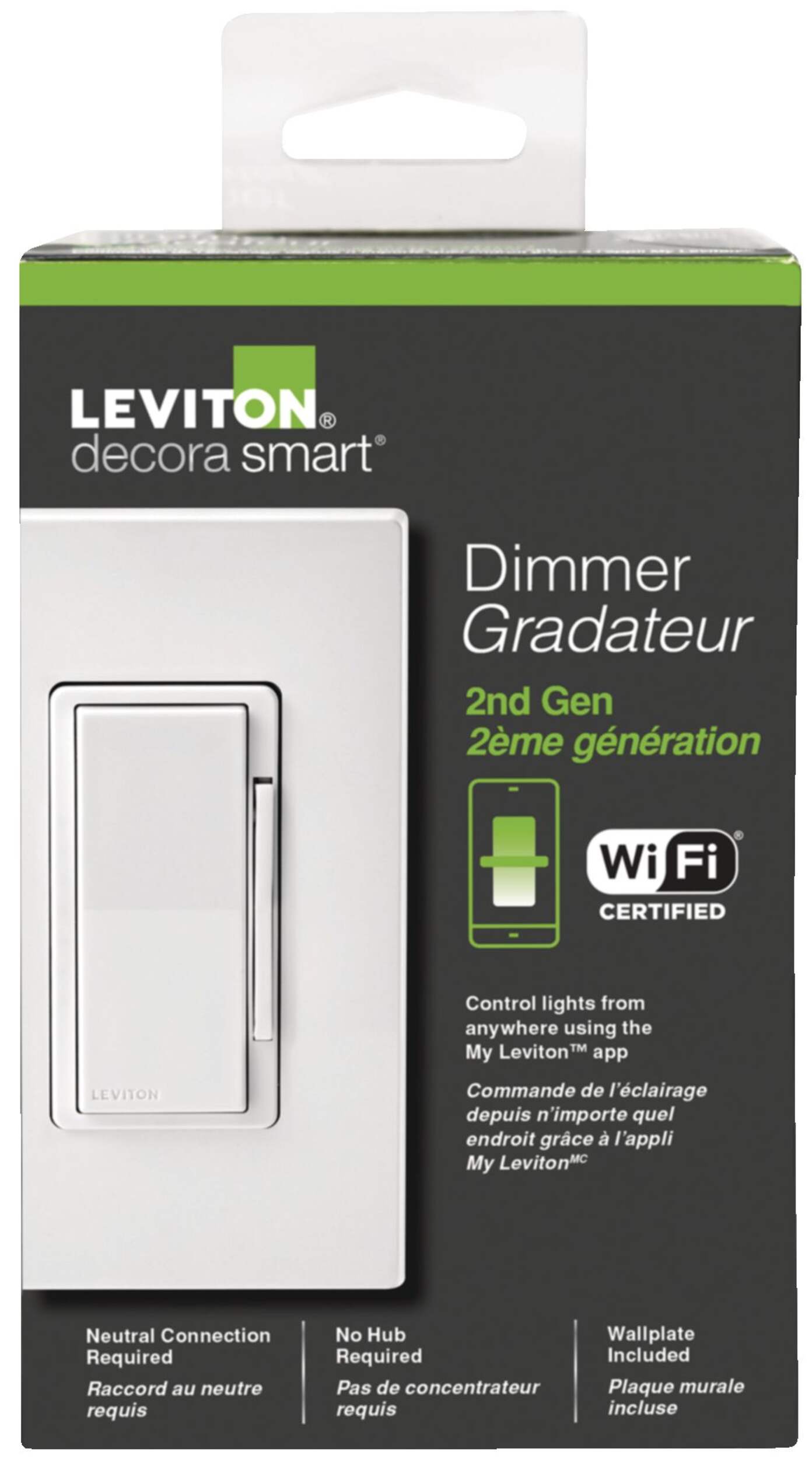 Leviton D26HD742 Decora Smart 2nd Gen WiFi Dimmer Switch, 600W