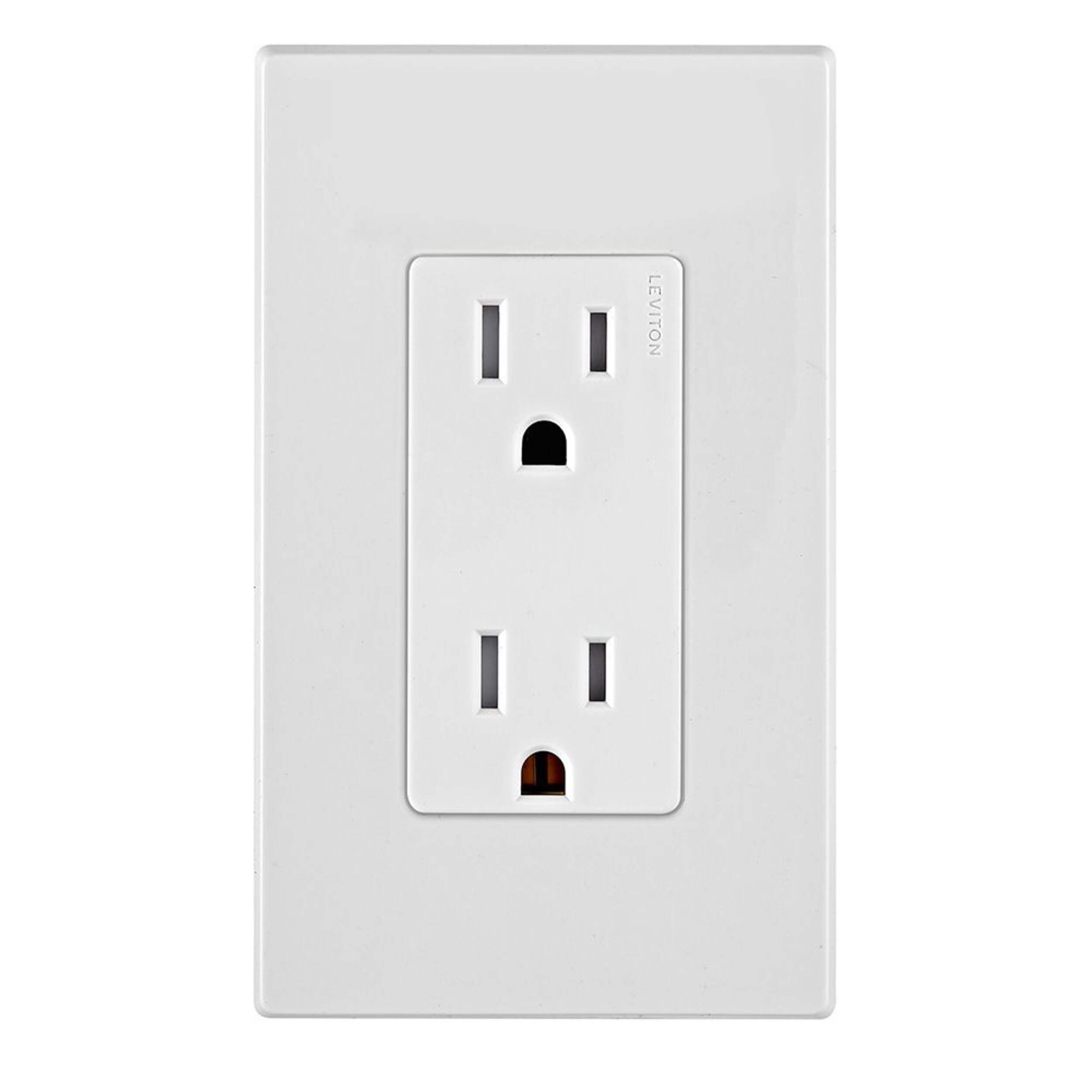 Prise de courant Leviton Decora Edge 15 A 125 V, blanc, paq. 10 Front_Flat