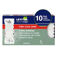 Leviton Decora Edge 15A 3-Way Switch, White, 10-pk