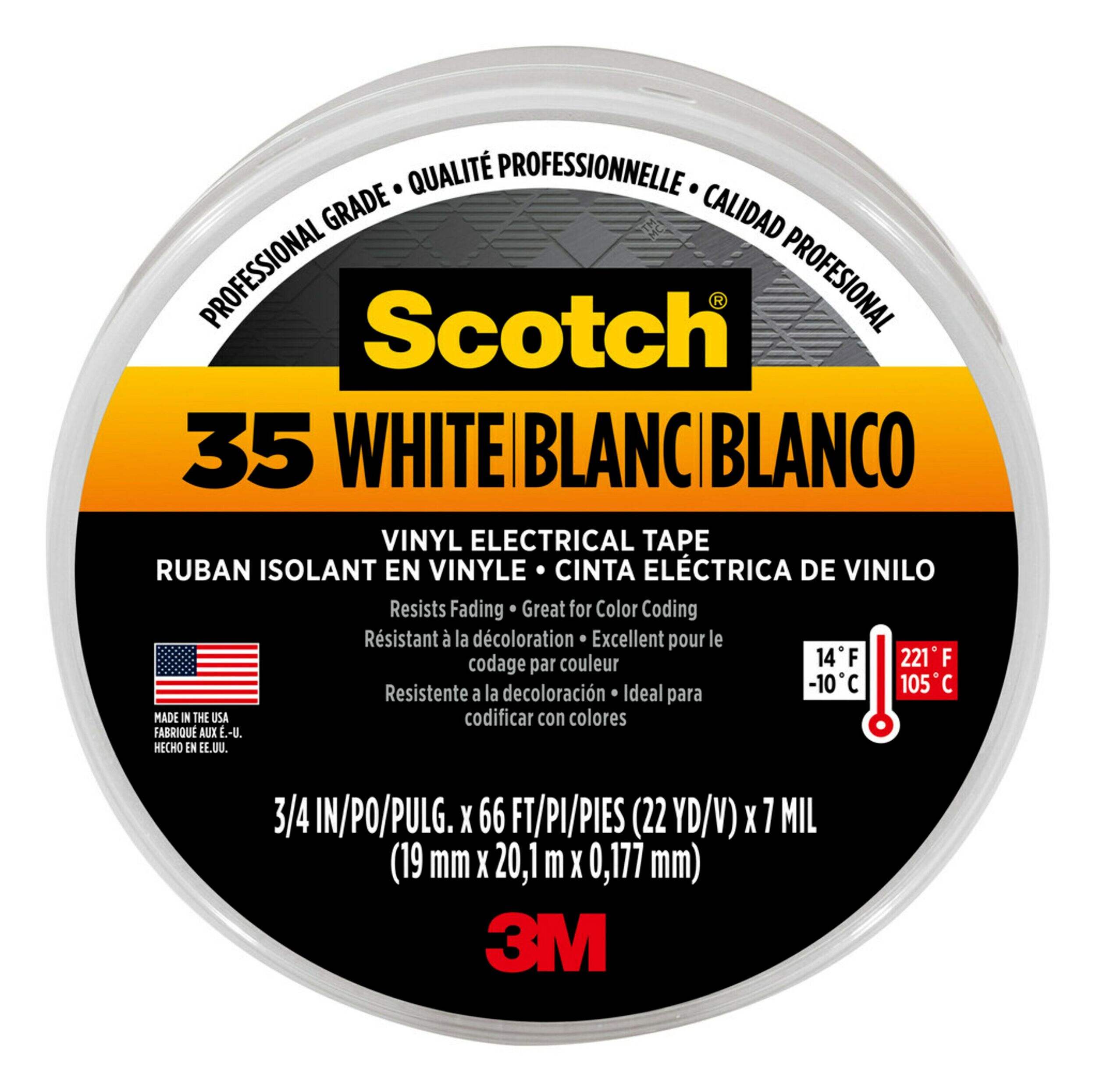 Ruban isolant Scotch 3M, blanc Overhead_Flat