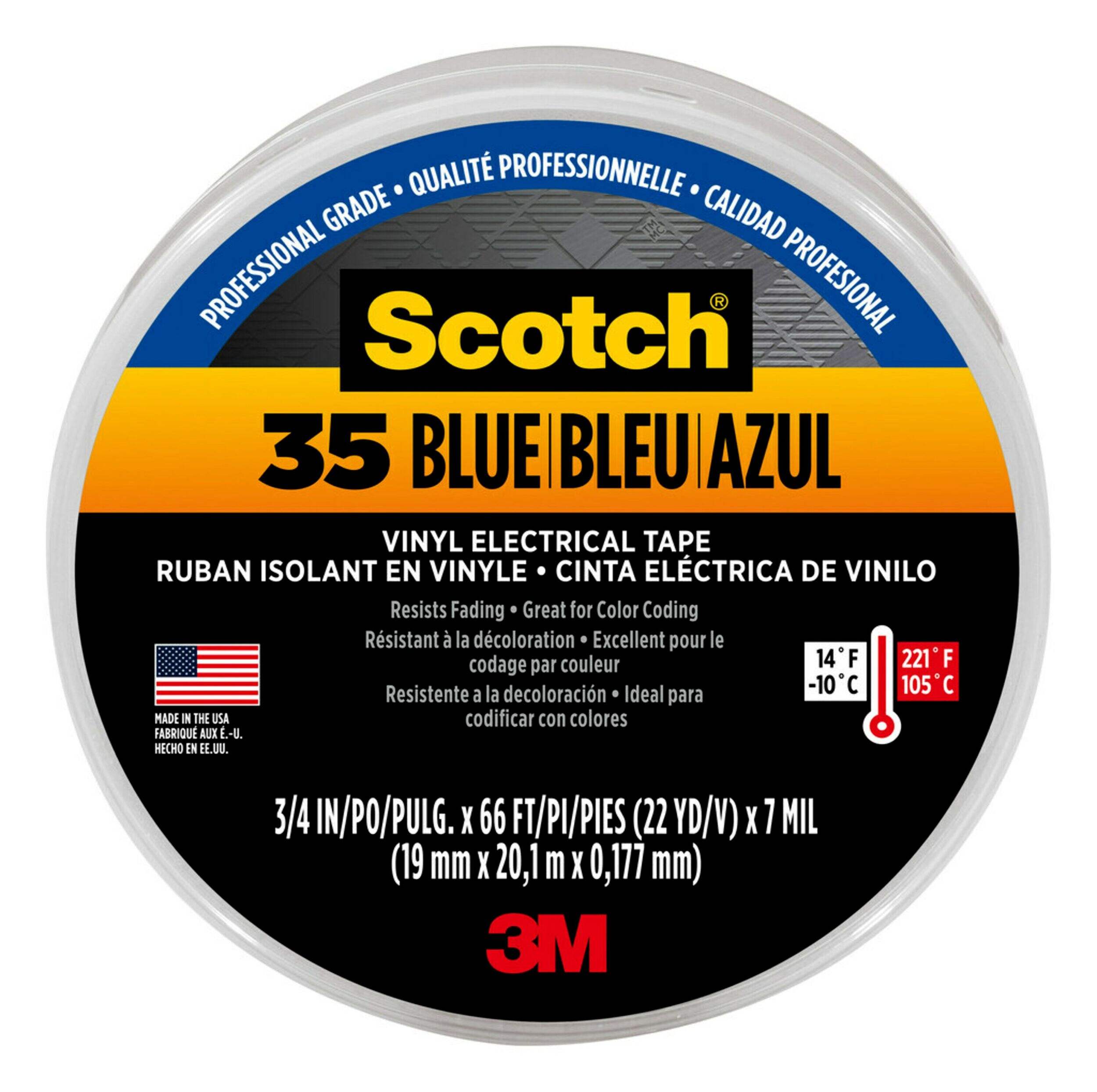 Ruban isolant Scotch 3M, bleu Overhead_Flat