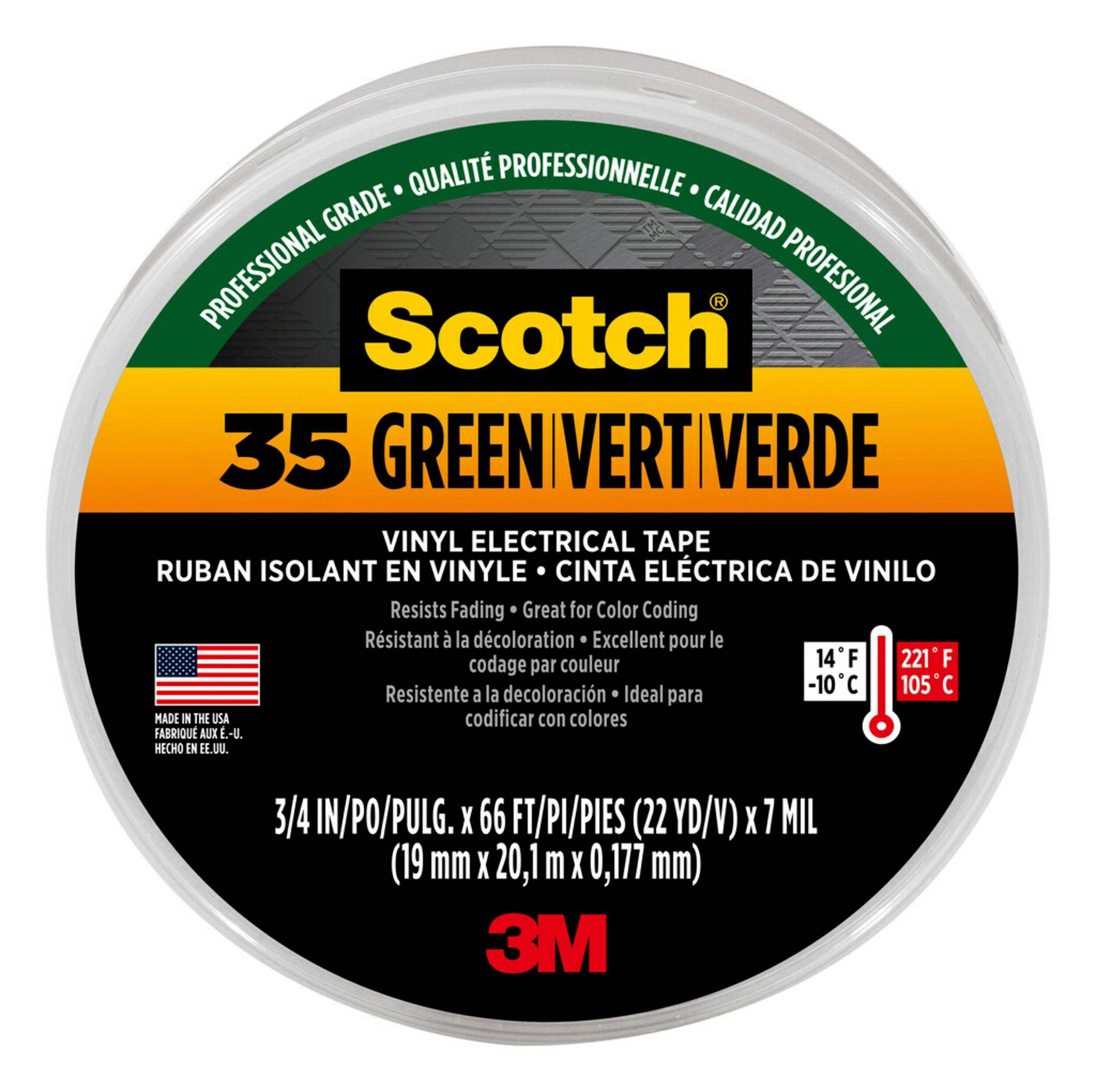Ruban isolant Scotch 3M, vert Overhead_Flat