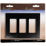 Plaque triple interrupteur à bascule sans vis Atron, noir Front_Flat