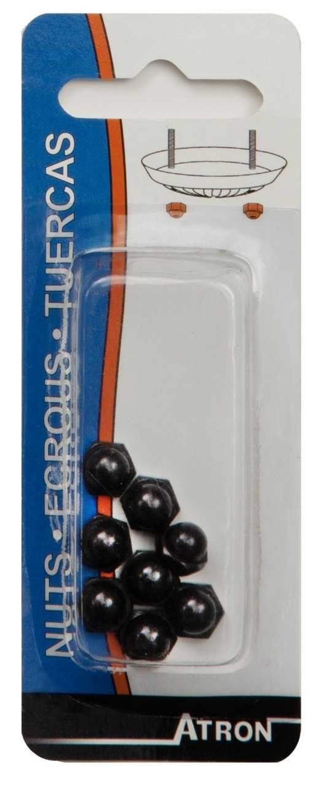 Atron Matte Black Acorn Nuts Front_Flat