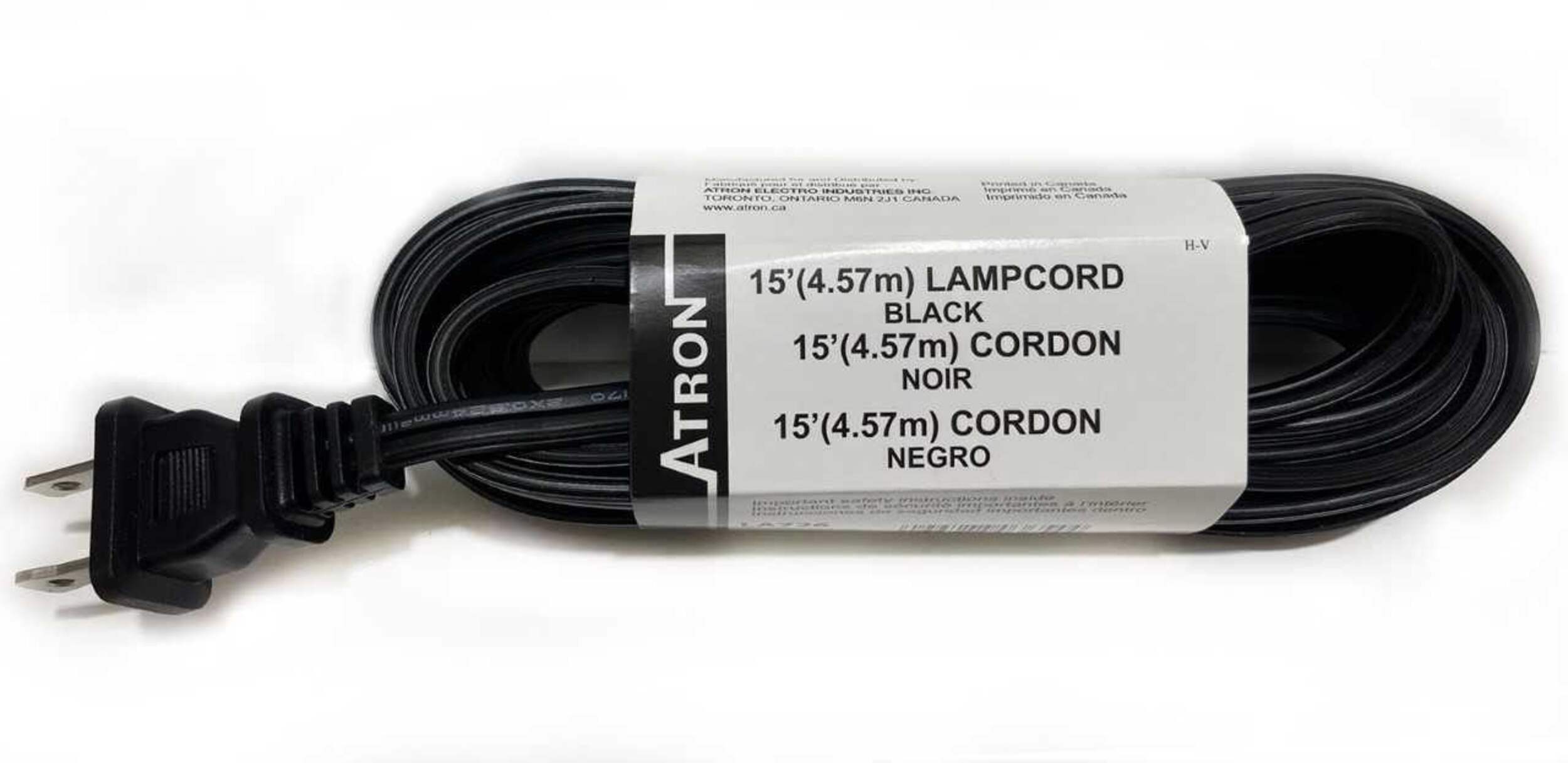 Atron Black Lamp Cord, 15-ft Front_Flat