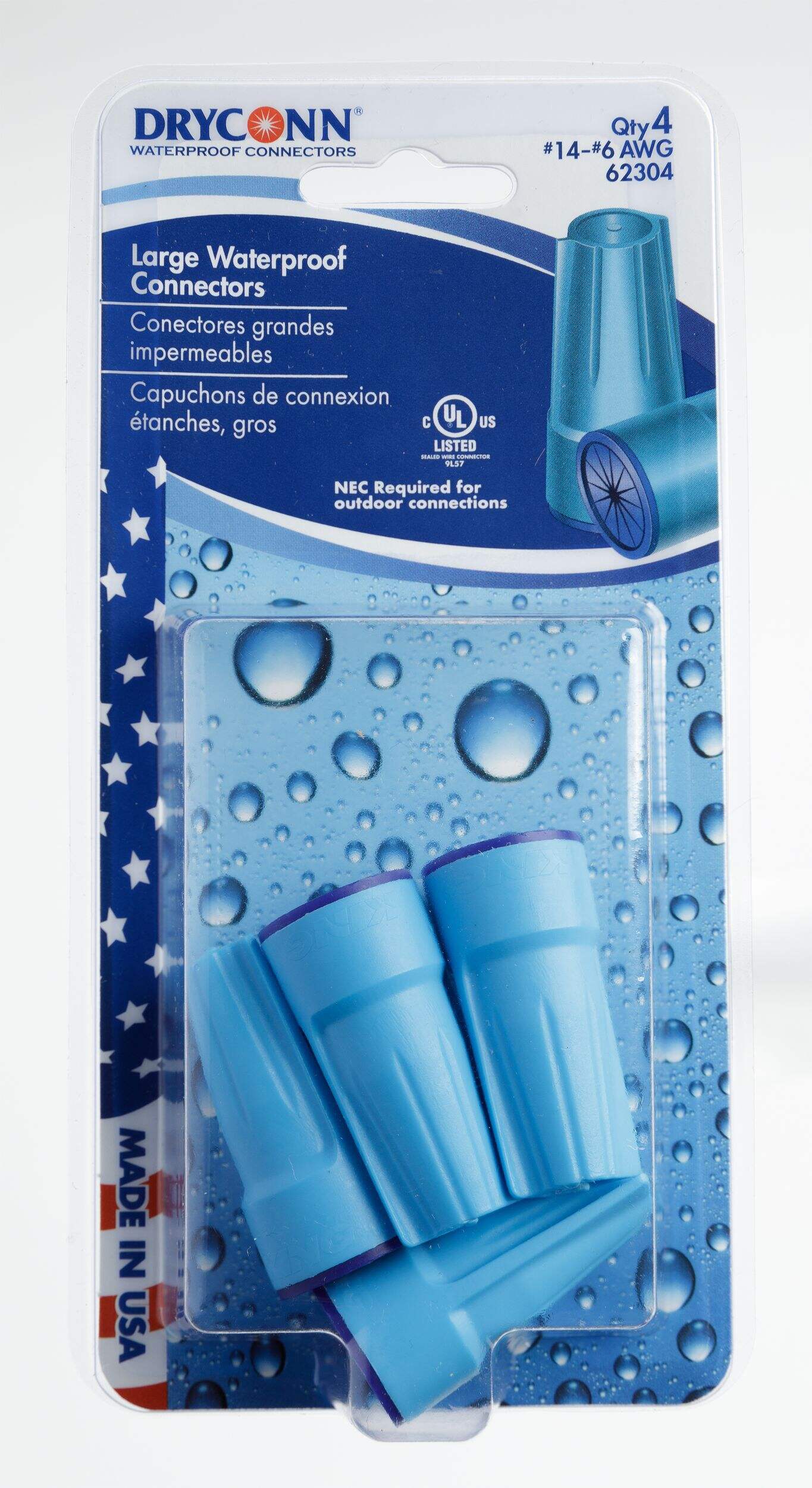 Gardner Bender Waterproof Connectors, Blue, 4-pk Front_Flat