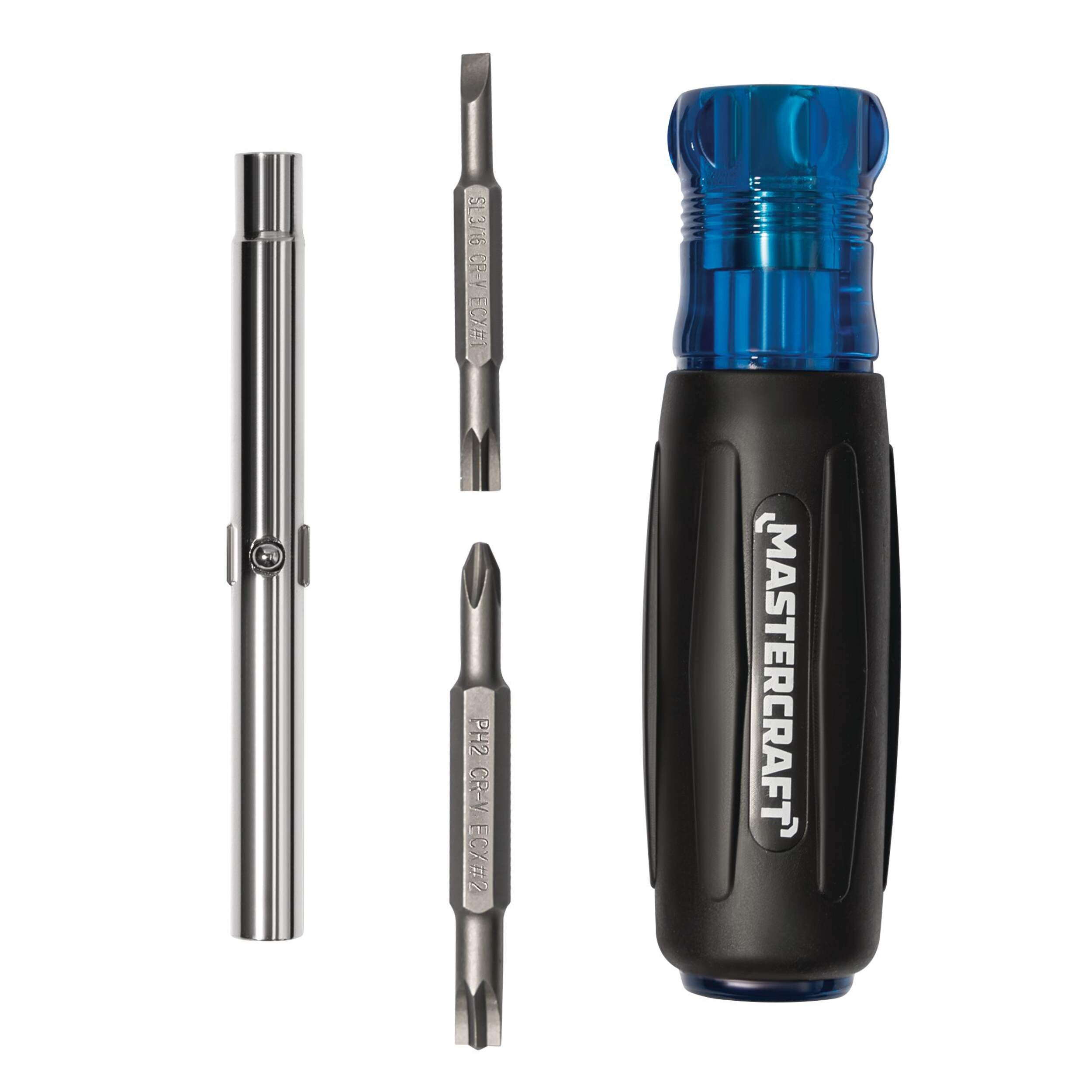 Mastercraft 6-in-1 Multi-Tip Screwdriver with ECX Bits Front_Flat