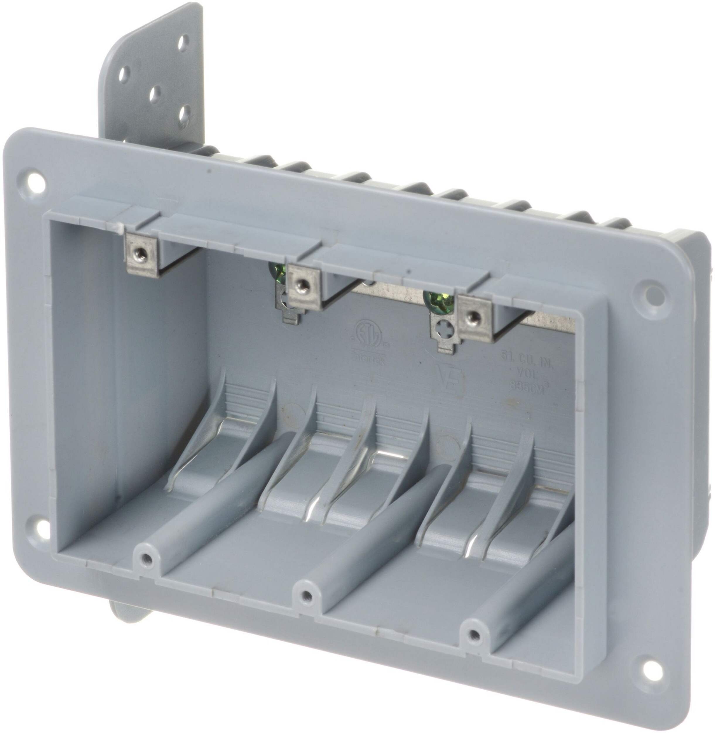 Boîte d'appareillage en plastique, 3 dispositifs, Vista Front_Angled_Left