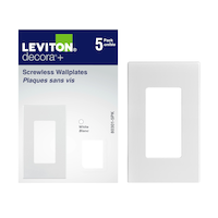 Leviton 1-Gang Screwless Plate, White, 5-pk