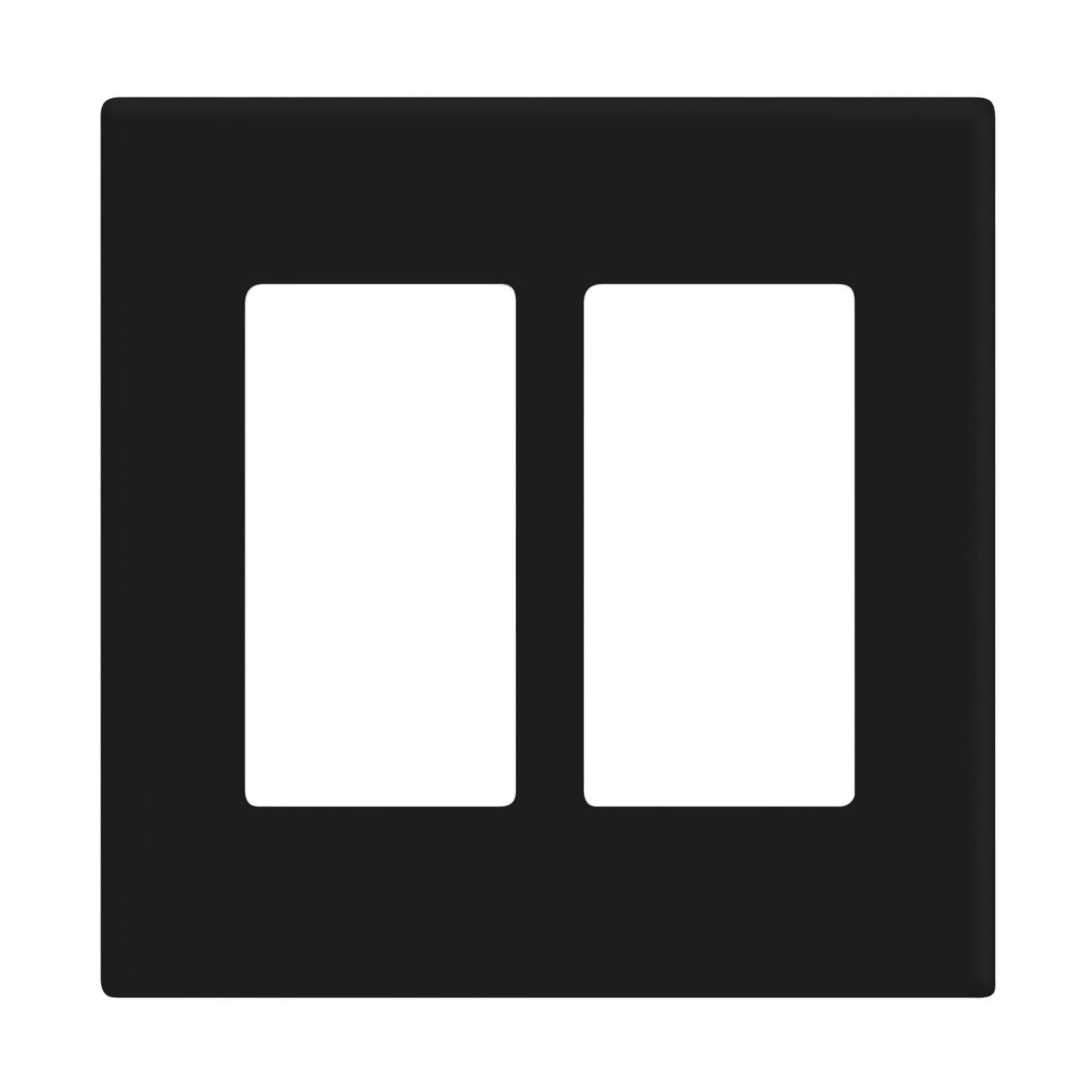 Plaque d'interrupteur sans vis 2 dispositifs Leviton, noir Front_Flat