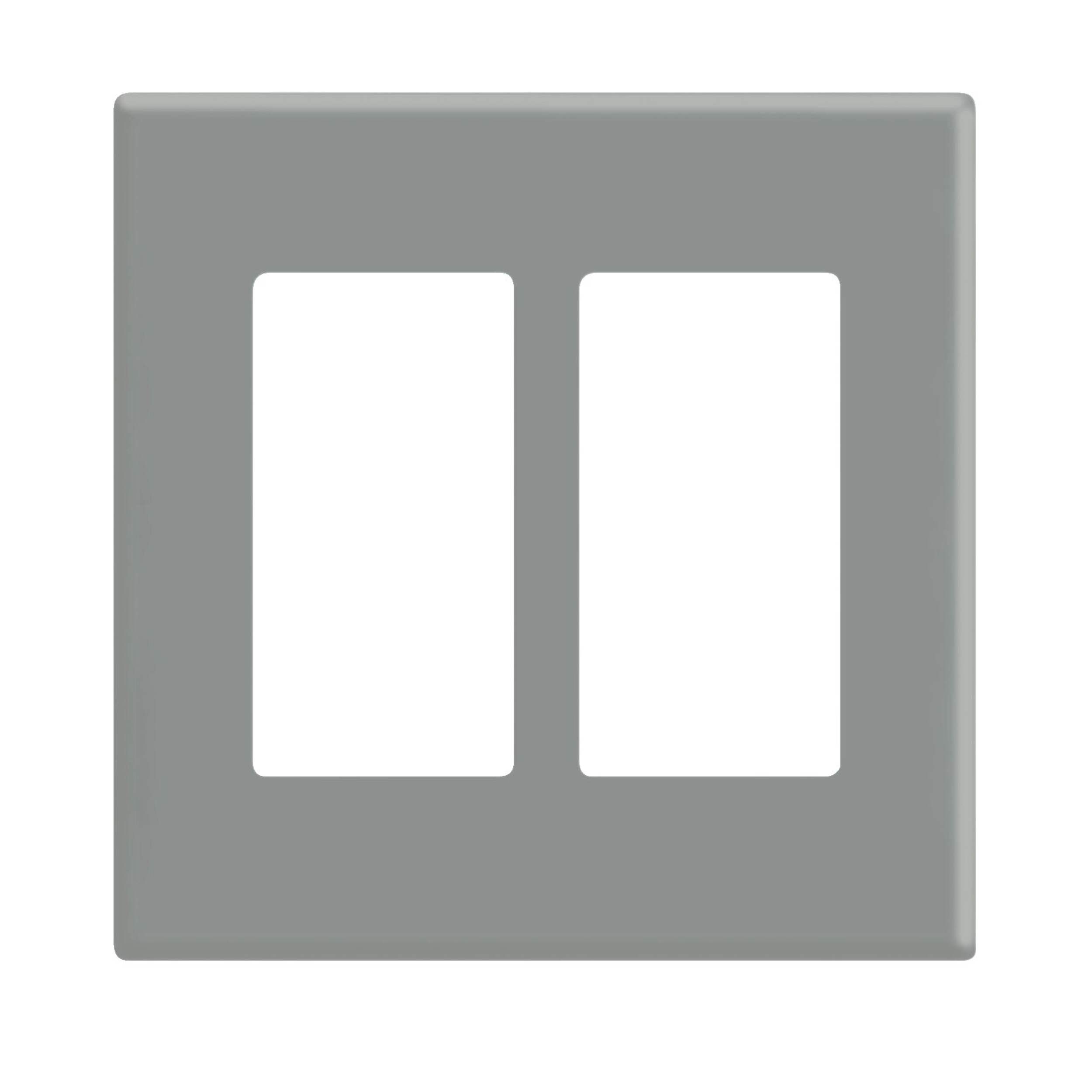 Plaque d'interrupteur sans vis, 2 dispositifs Leviton, gris Front_Flat
