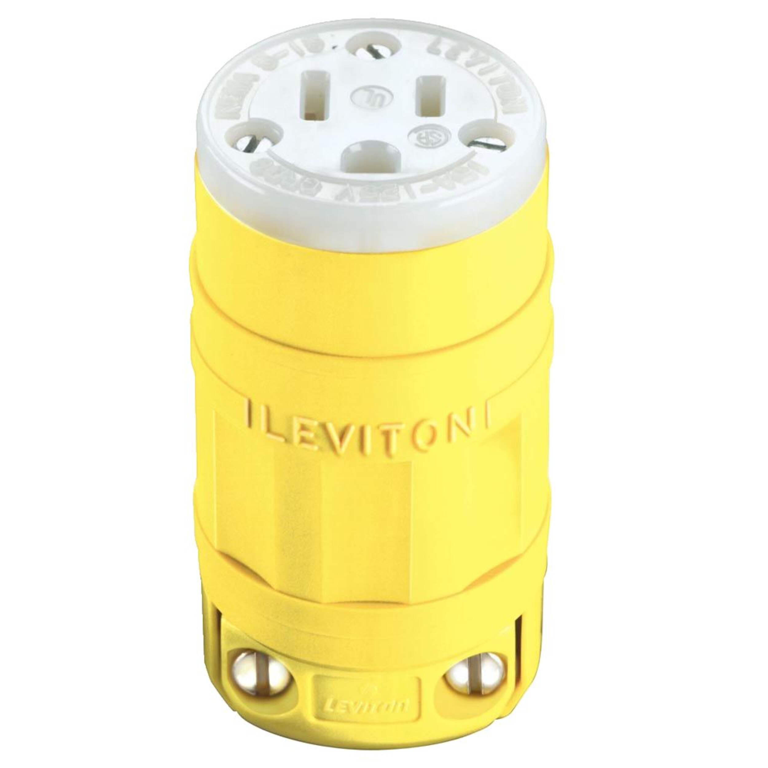 Leviton Dust Guard 15A/125V Connector, 2-Pole,  3-Wire, Yellow Front_Elevated