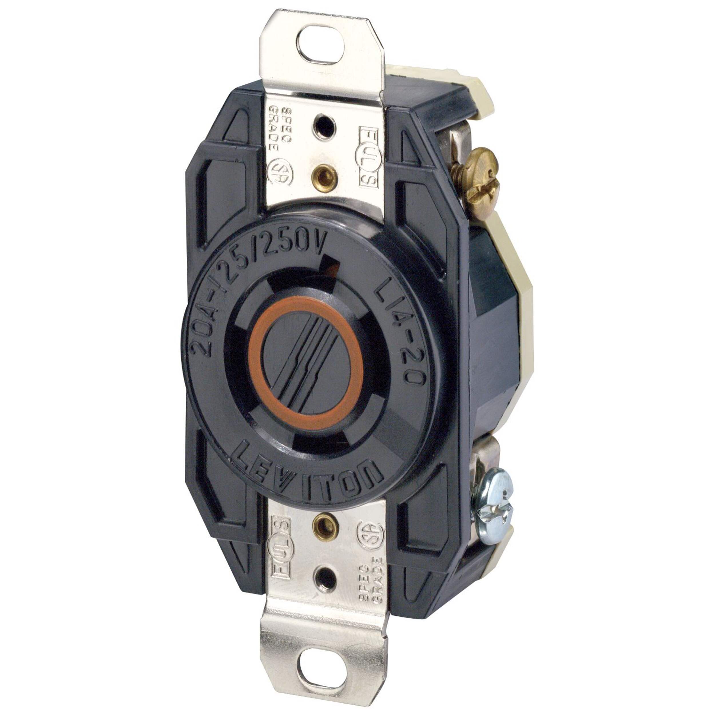 Receptacle, Locking 20 Amp 125/250V Front_Angled_Left