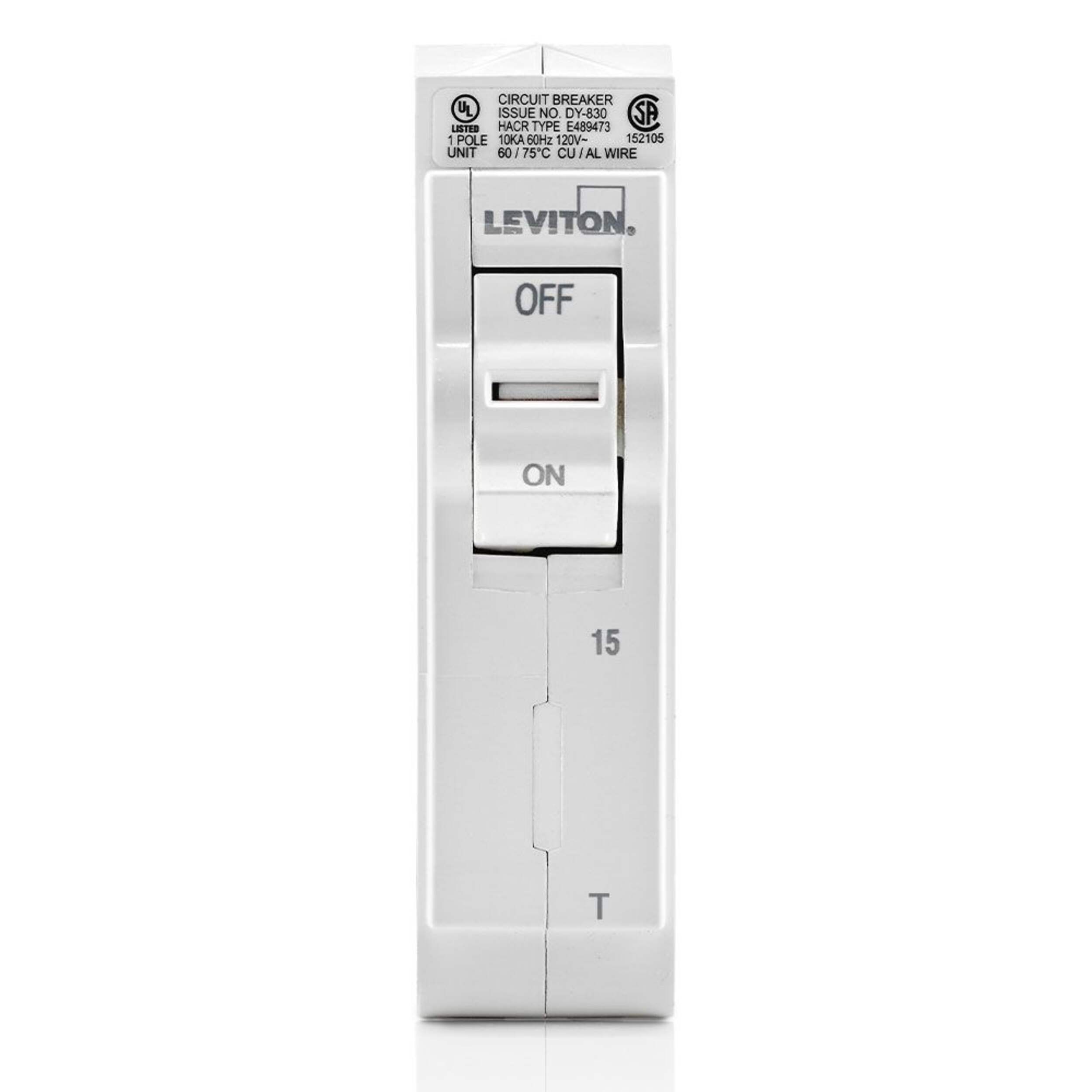 Leviton 15A 1-Pole Breaker Front_Flat