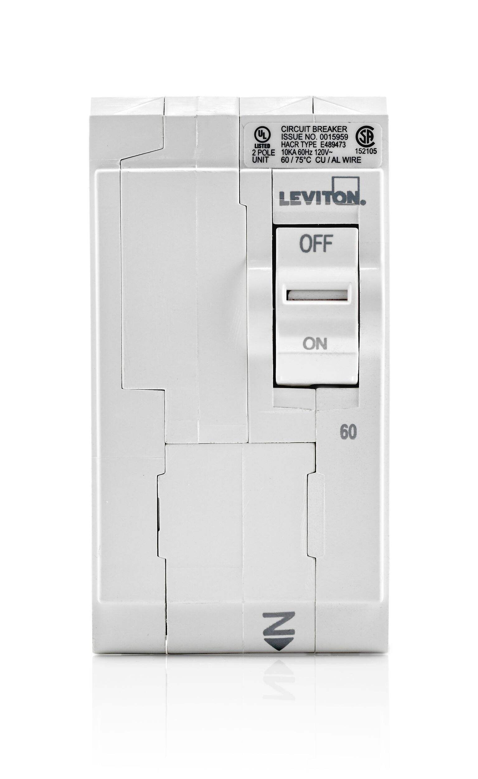 Disjoncteur bipolaire 60 A Leviton Front_Flat