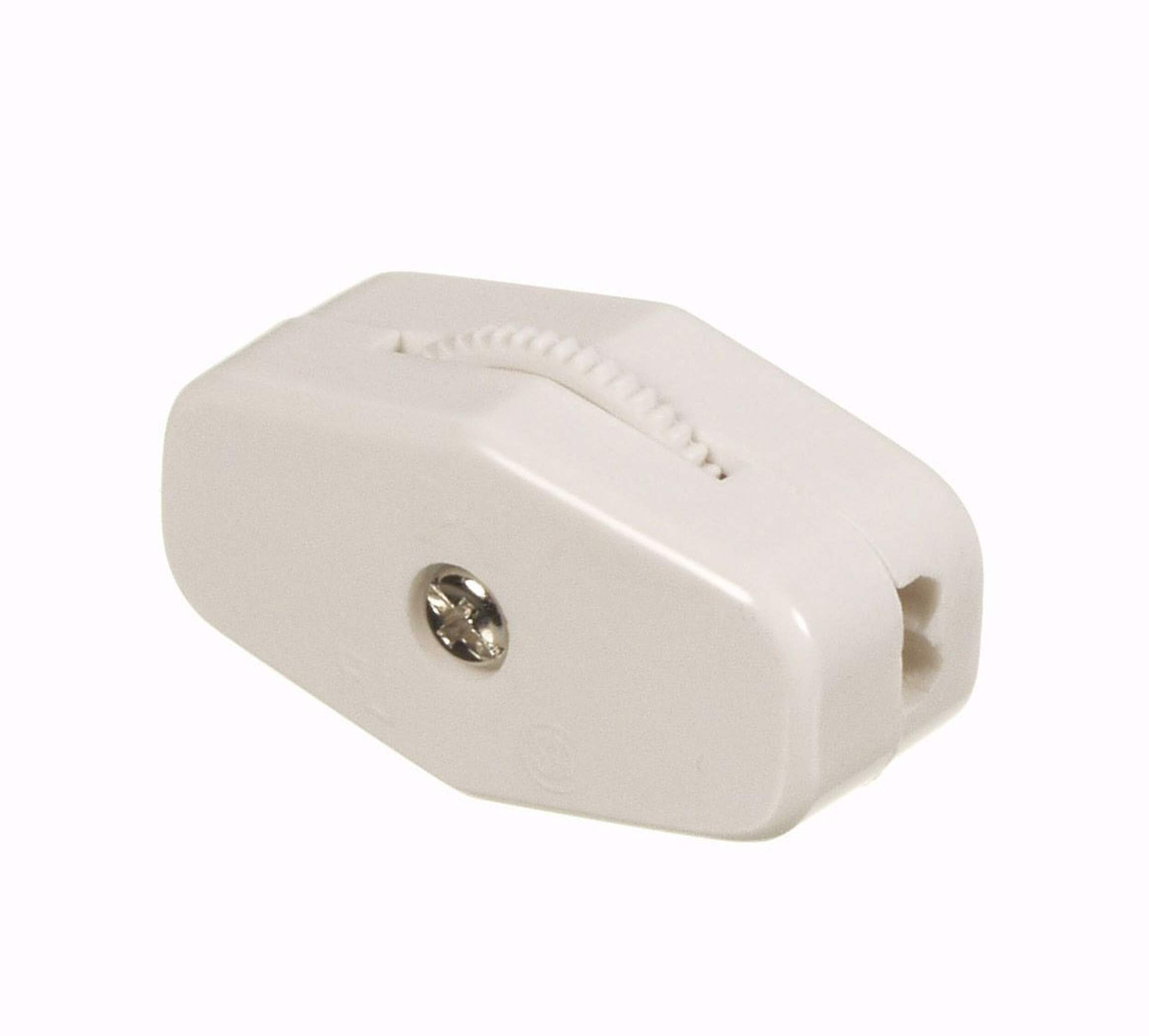 Electrimart Mini Feed-Thru Cord Switch, White Front_Angled_Left