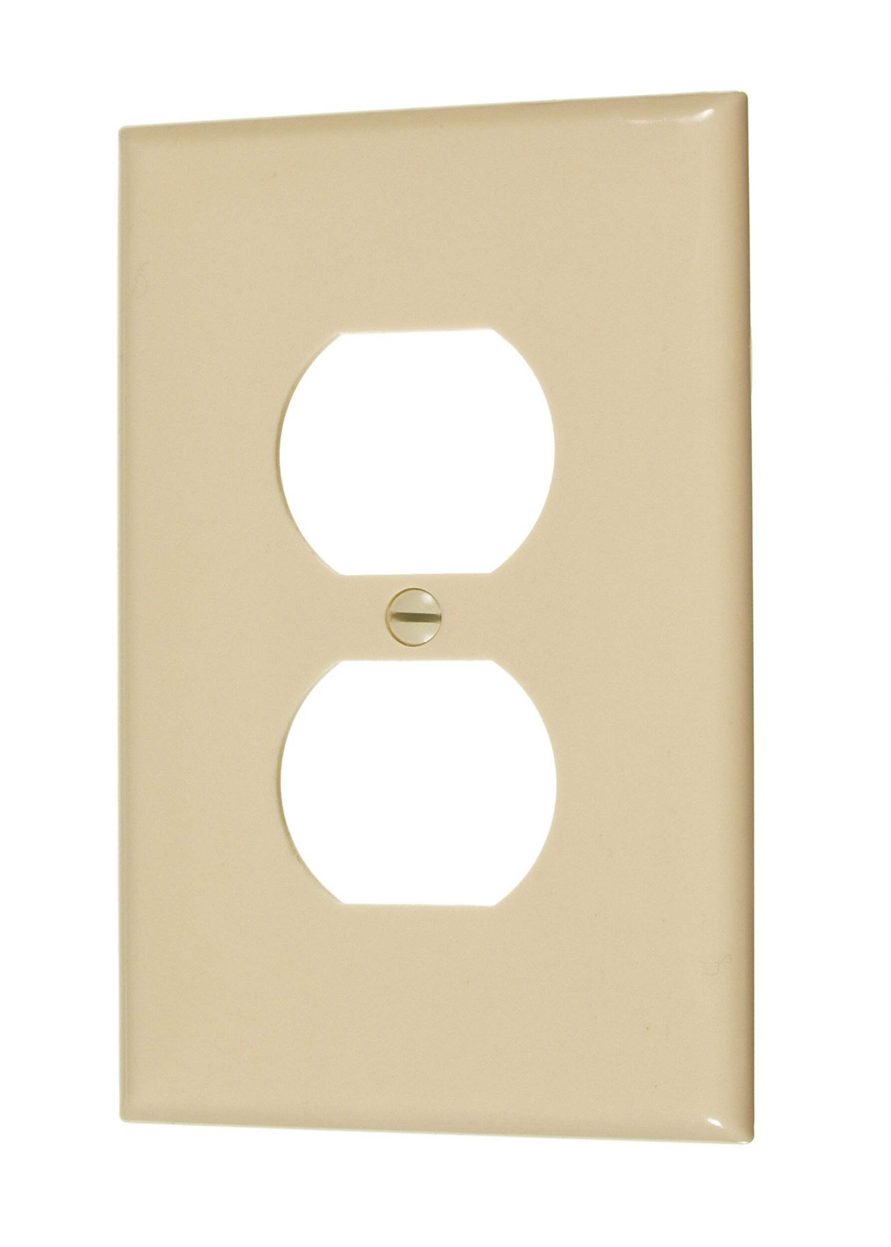 Vista Midi Duplex Outlet Plate, Ivory Front_Angled_Left