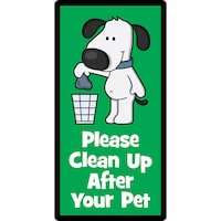 Hillman Please Clean Up After Your Dog Sign, 5-in x 10-in Front_Flat