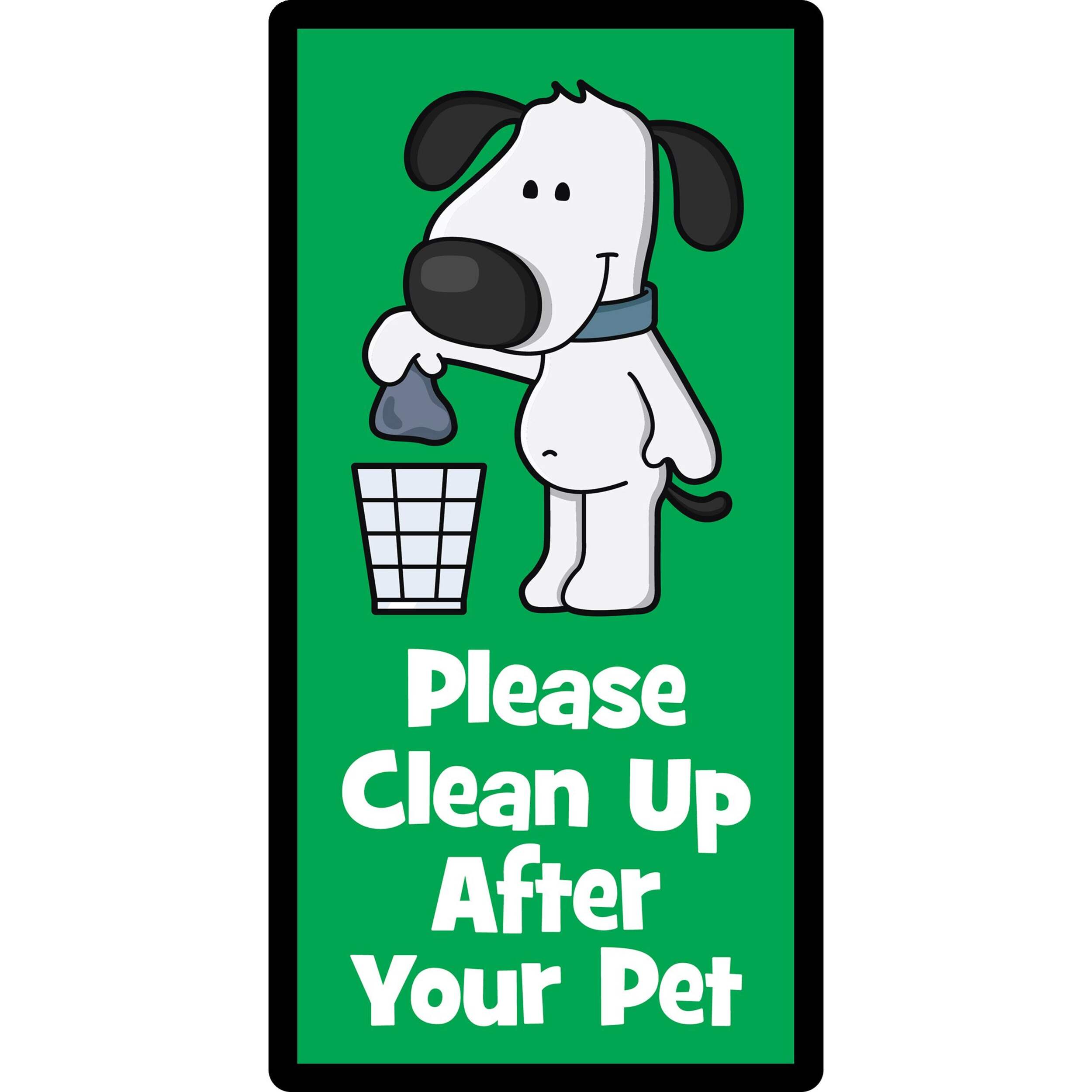 Hillman Please Clean Up After Your Dog Sign, 5-in x 10-in Front_Flat