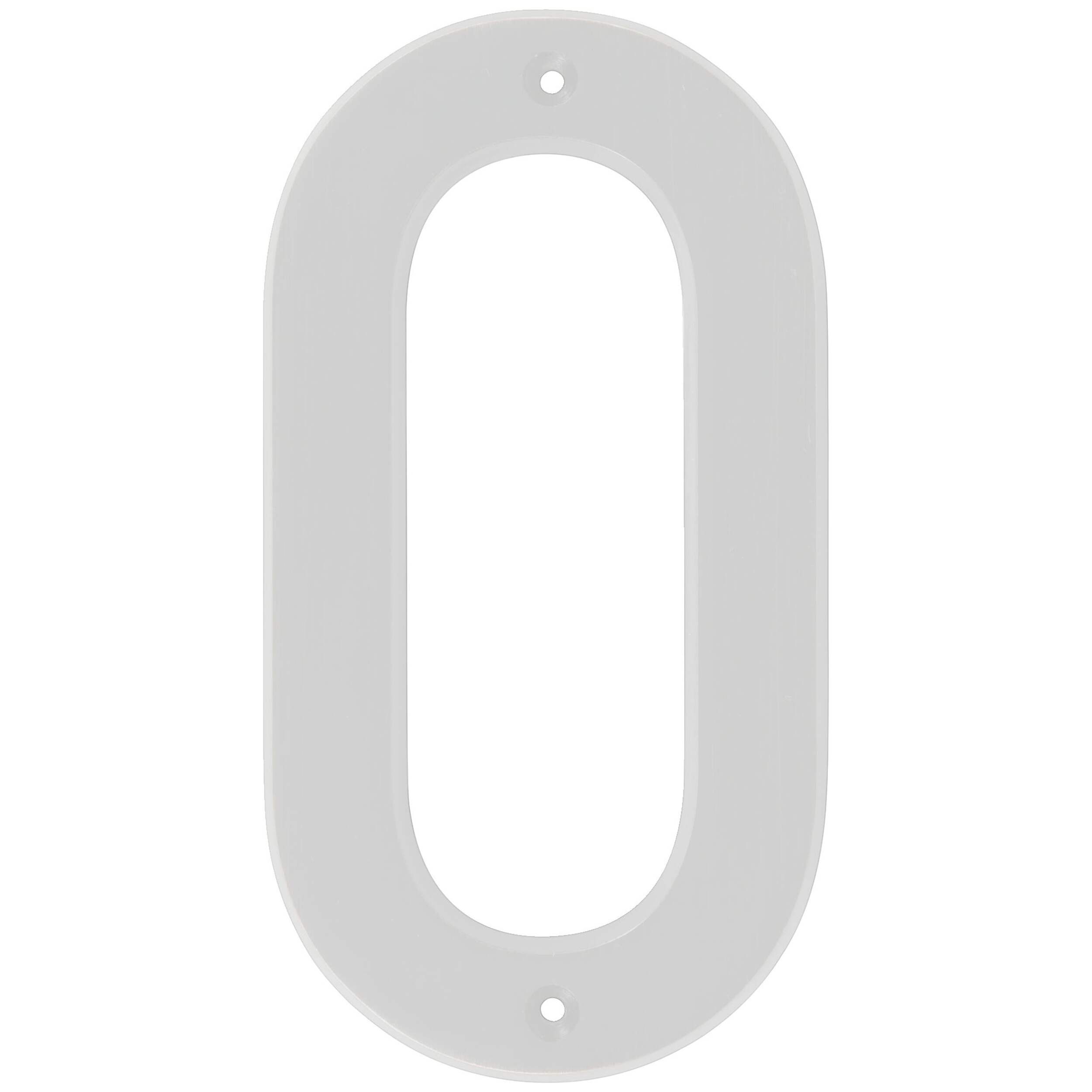 Hillman White Metal House Number, Bold Font, Number 0, 6-in Front_Flat
