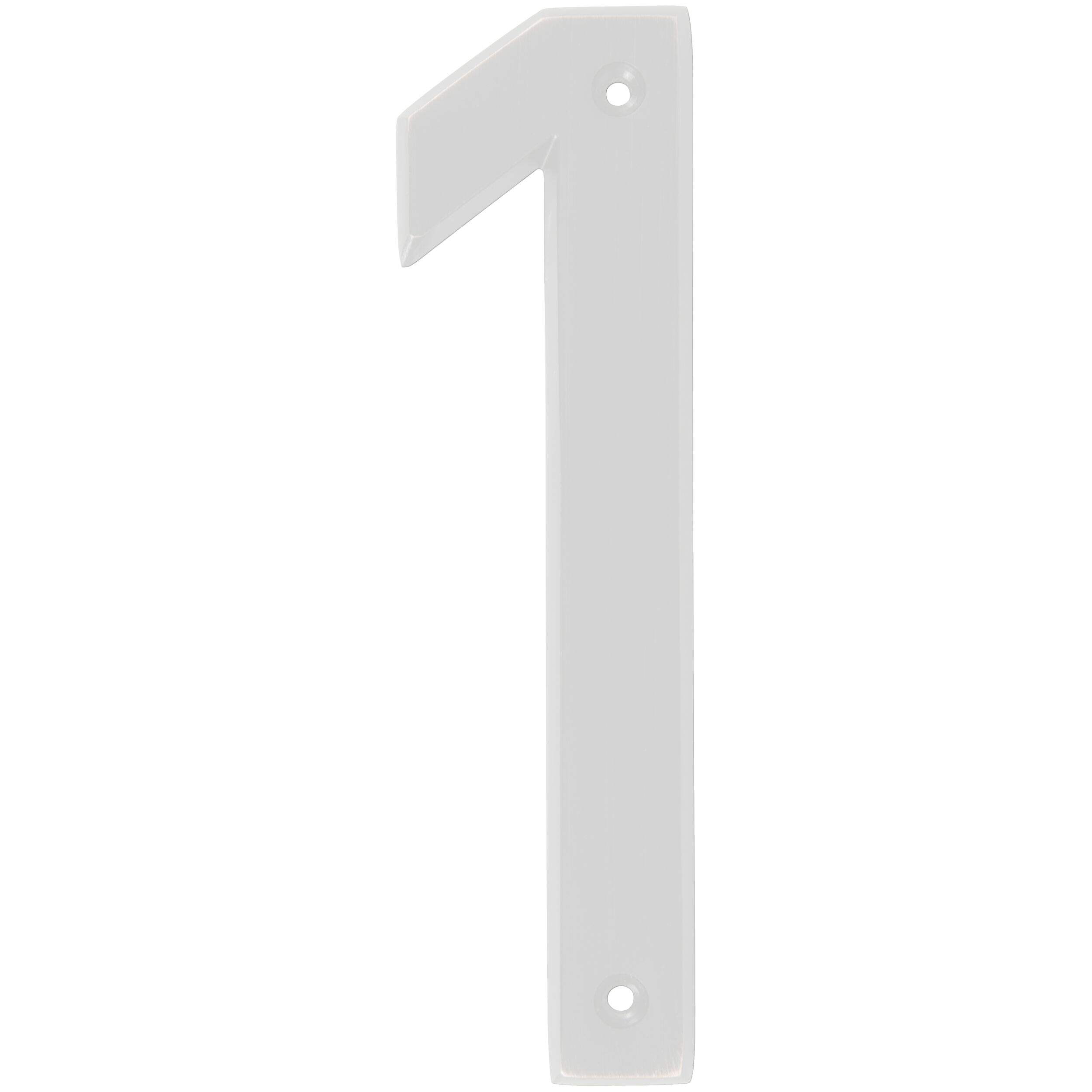 Hillman White Metal House Number, Bold Font, Number 1, 6-in Front_Flat
