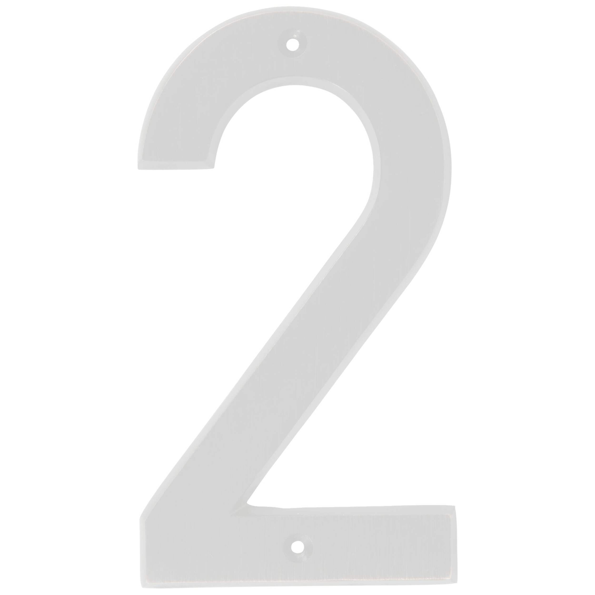 Hillman White Metal House Number, Bold Font, Number 2, 6-in Front_Flat