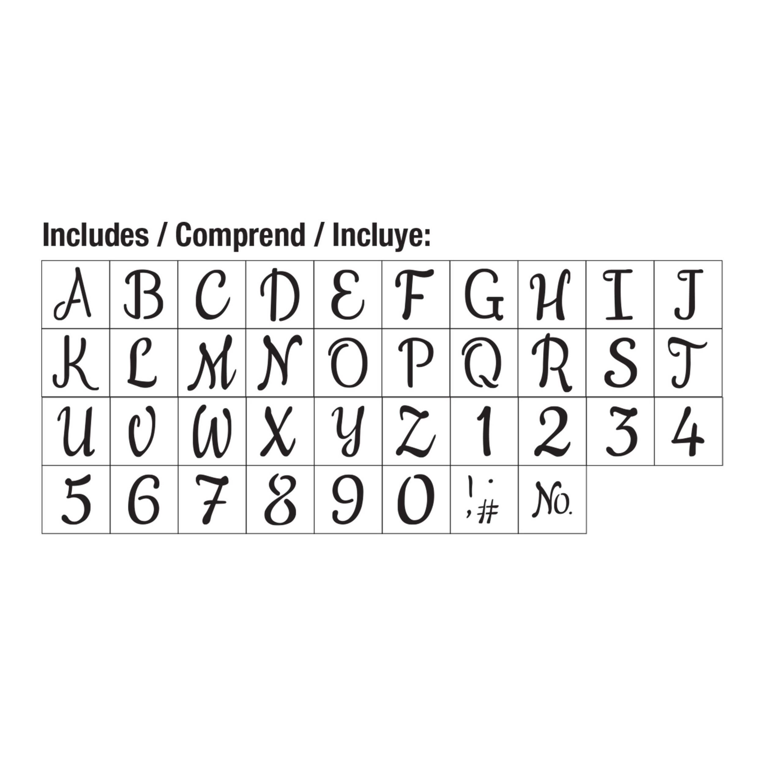 Hillman Decorative Script Stencil Pack, 6-in Front_Flat