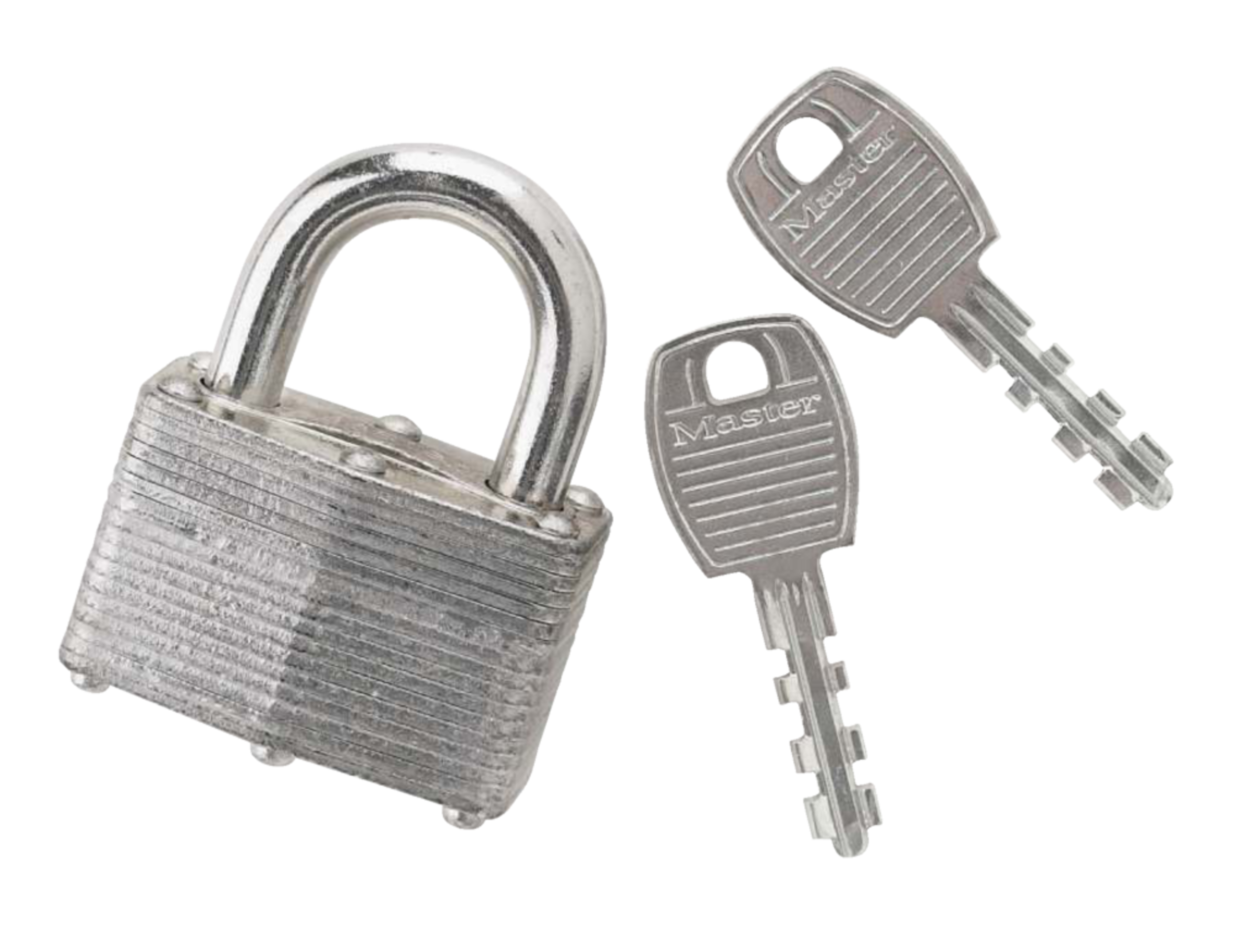 Master Lock 38mm-Wide Laminated Steel Keyed Padlock with 25mm Shackles, Silver Composite_or_Mixed