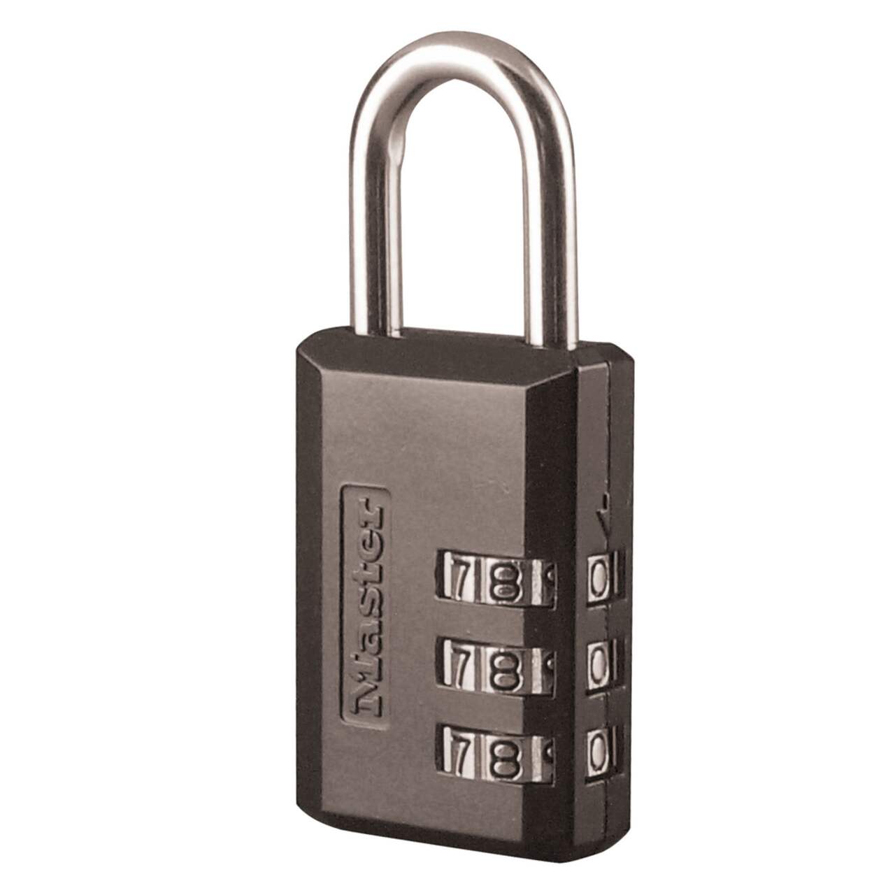 Master Lock 30-mm-Wide Resettable Numeric-Combination 3-Dial Padlock, Black