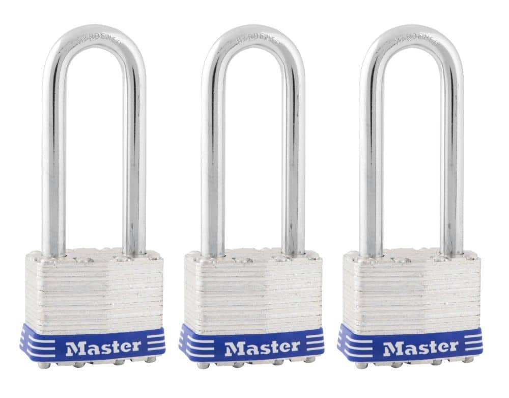 Cadenas à clé en acier laminé, MASTER LOCK, l.64 mm