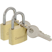 Garrison 40mm-Wide Keyed Padlocks, Brass, 2-pk Front_Angled_Right