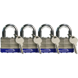 Cadenas à clé en acier laminé Garrison, largeur de 40 mm, argent, paq. 4 Front_Flat