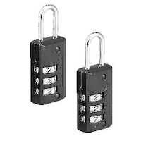 Master Lock 20mm-Wide Resettable Numeric-Combination 3-Dial Padlocks, Black, 2-pk Front_Angled_Right