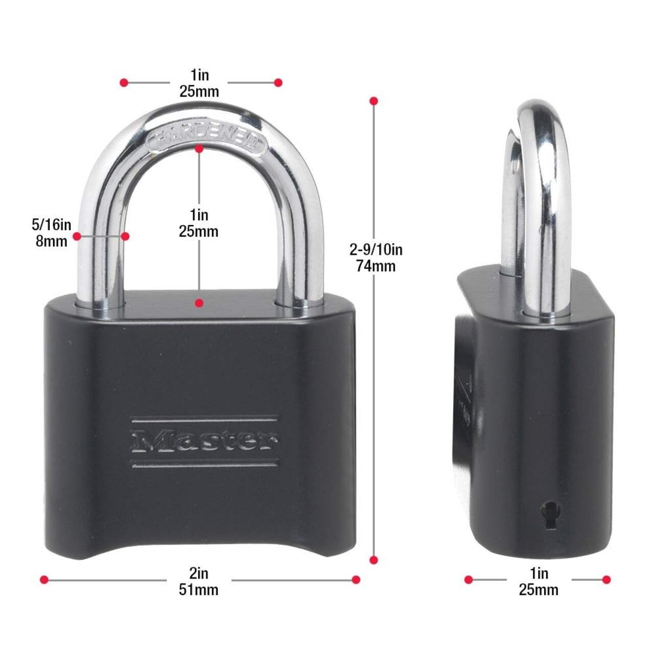 Cadenas à combinaison CHIFFRES personnalisable Master Lock #1534DBLK 64mm,  Combinaison avec Chiffres