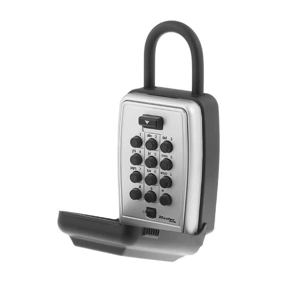 Master Lock 79mm-Wide Resettable Combination Portable Push Button Padlock  Box, Silver/Black