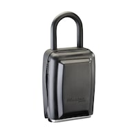 Master Lock 79mm-Wide Resettable Combination Portable Push Button Padlock Box, Silver/Black Front_Three_Fourths_Angled_Right
