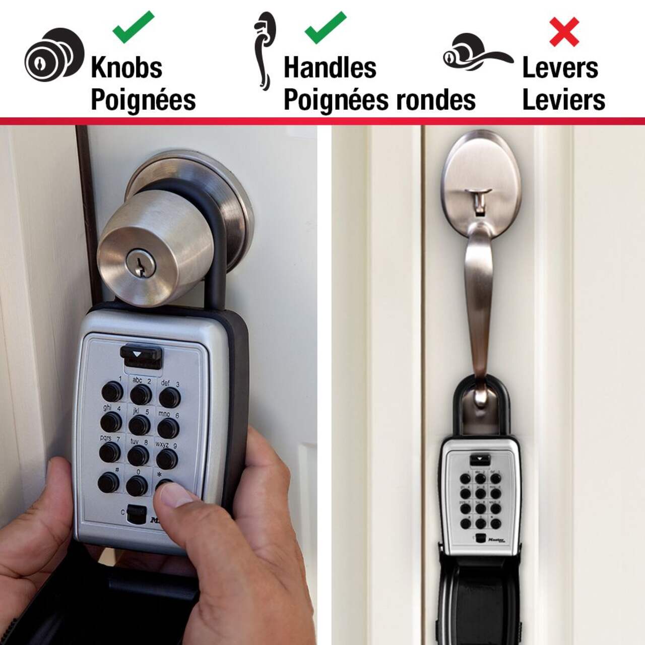 Coffret portatif cadenas à boutons-pressoir pour clés avec combinaison  réinitialisable large Master Lock, 79 mm, argent/noir