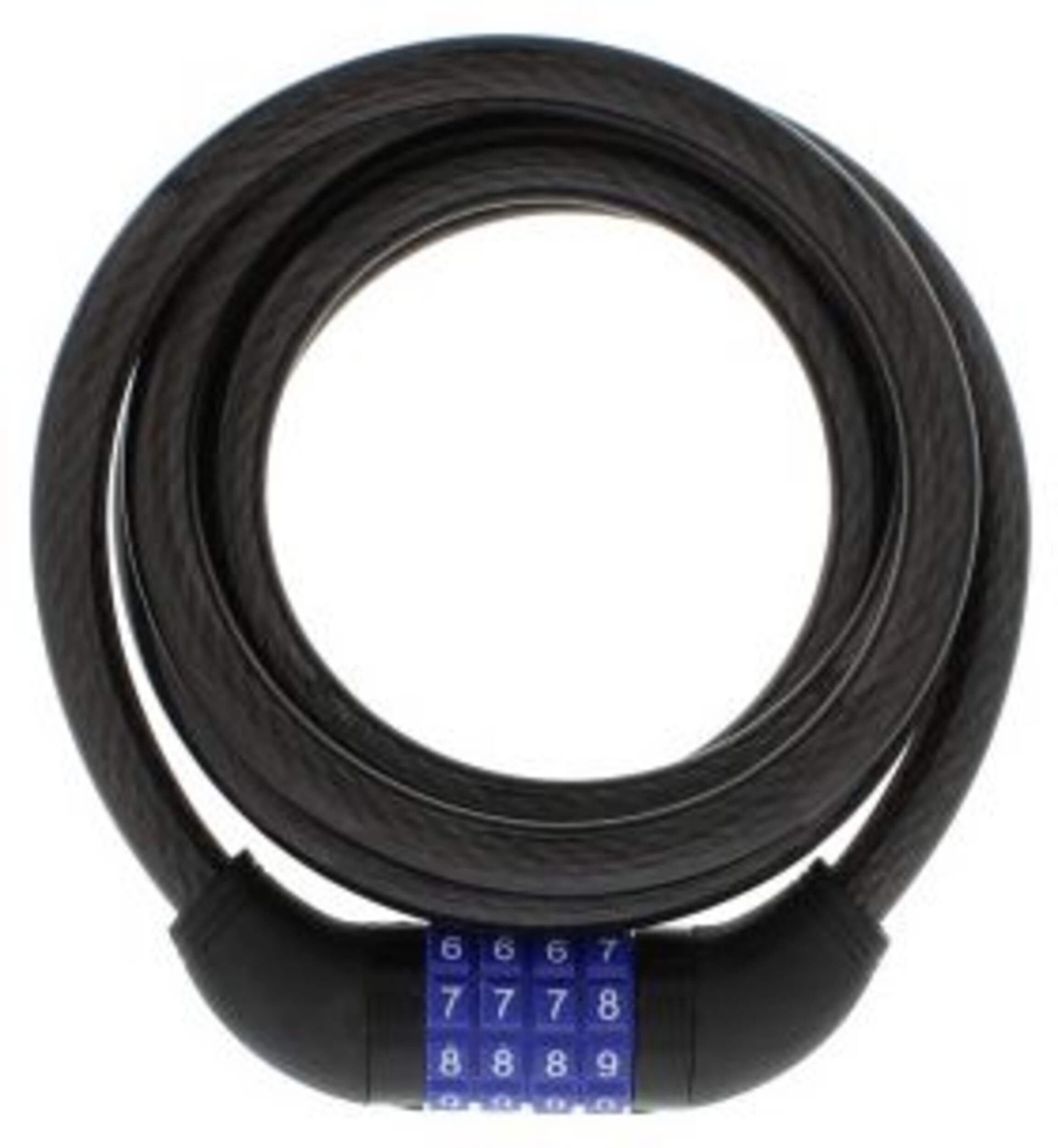 Cadenas à câble polyvalent à combinaison numérique à 4 chiffres réinitialisable Garrison, 6 pi, noir Front_Flat