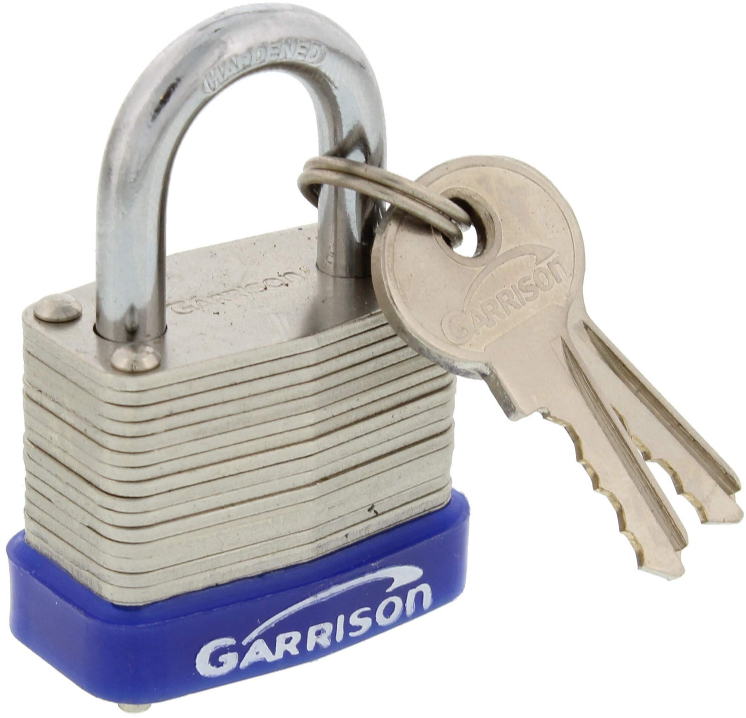 Cadenas à clé en acier laminé Garrison, largeur de 30 mm, laiton Front_Angled_Right