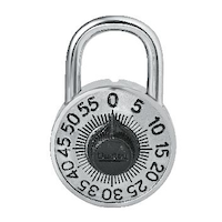 Dudley 48mm-Wide Preset Numeric-Combination Dial Padlock, Silver Front_Flat