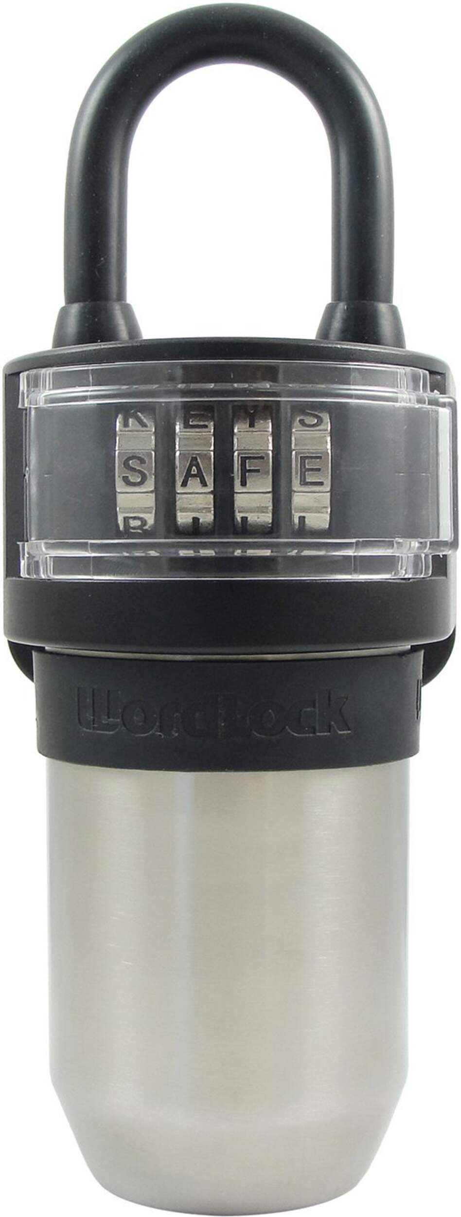 Coffre-fort à combinaison à mot à 4 lettres réinitialisable en acier inoxydable Wordlock Front_Flat