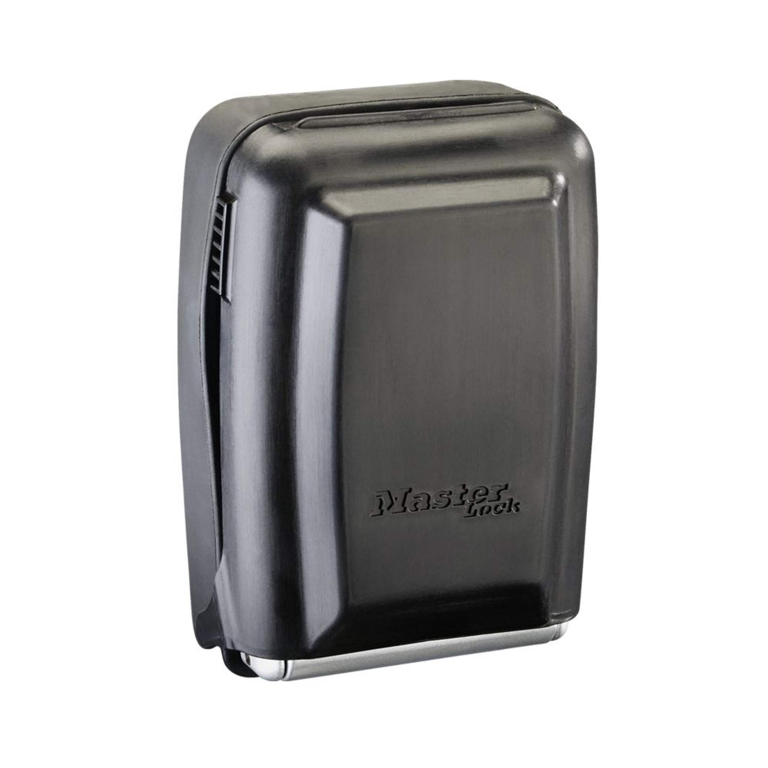 Master Lock 79 mm Wide Resettable-Combination Wall-Mount Push Button Padlock Box, Silver/Black Front_Three_Fourths_Angled_Right