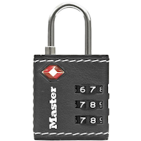 Master Lock Resettable Numeric-Combination 3-Dial TSA Padlock, Black Front_Flat