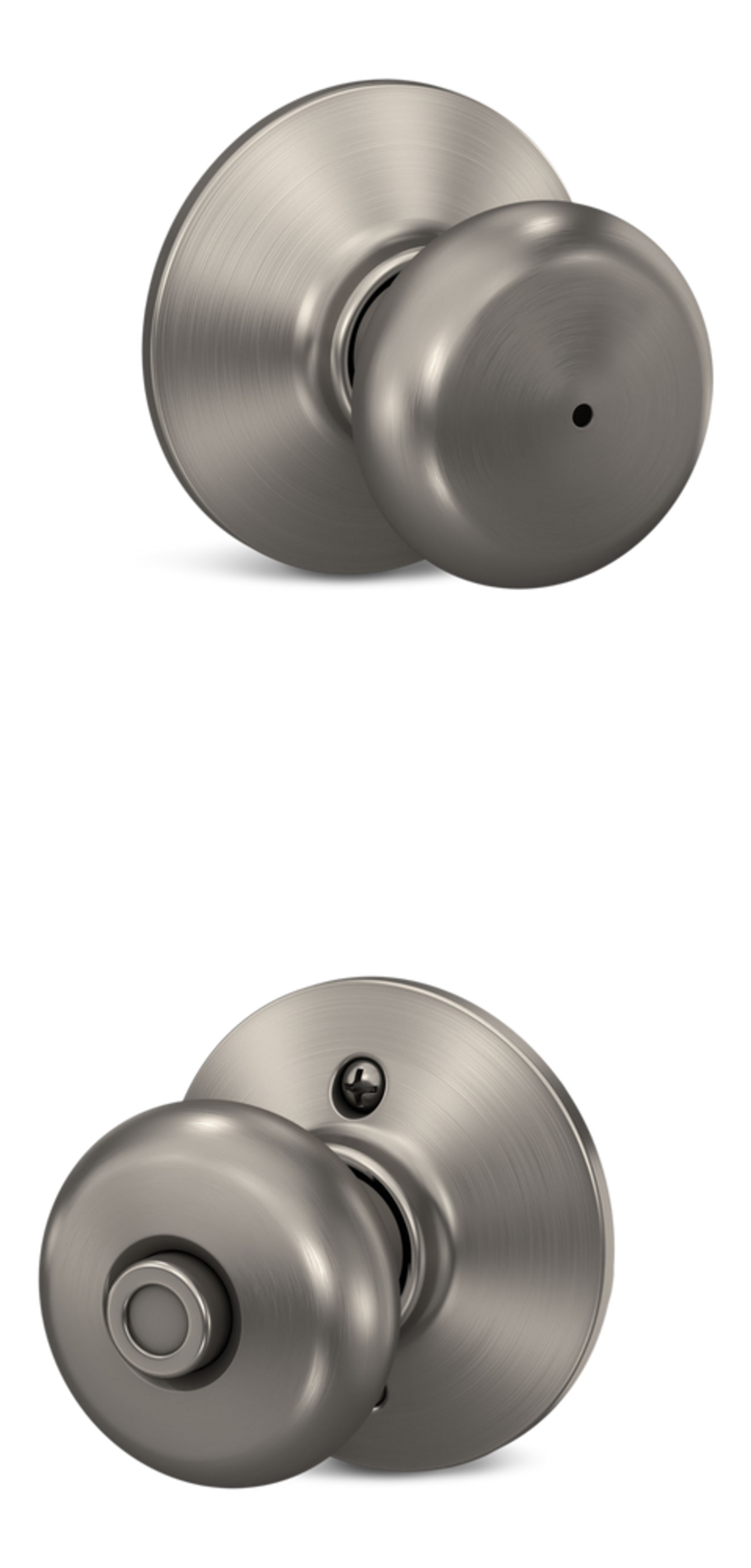 Poignée de porte verrouillable pour chambre et salle de bain Schlage Plymouth, nickel satiné Composite_or_Mixed