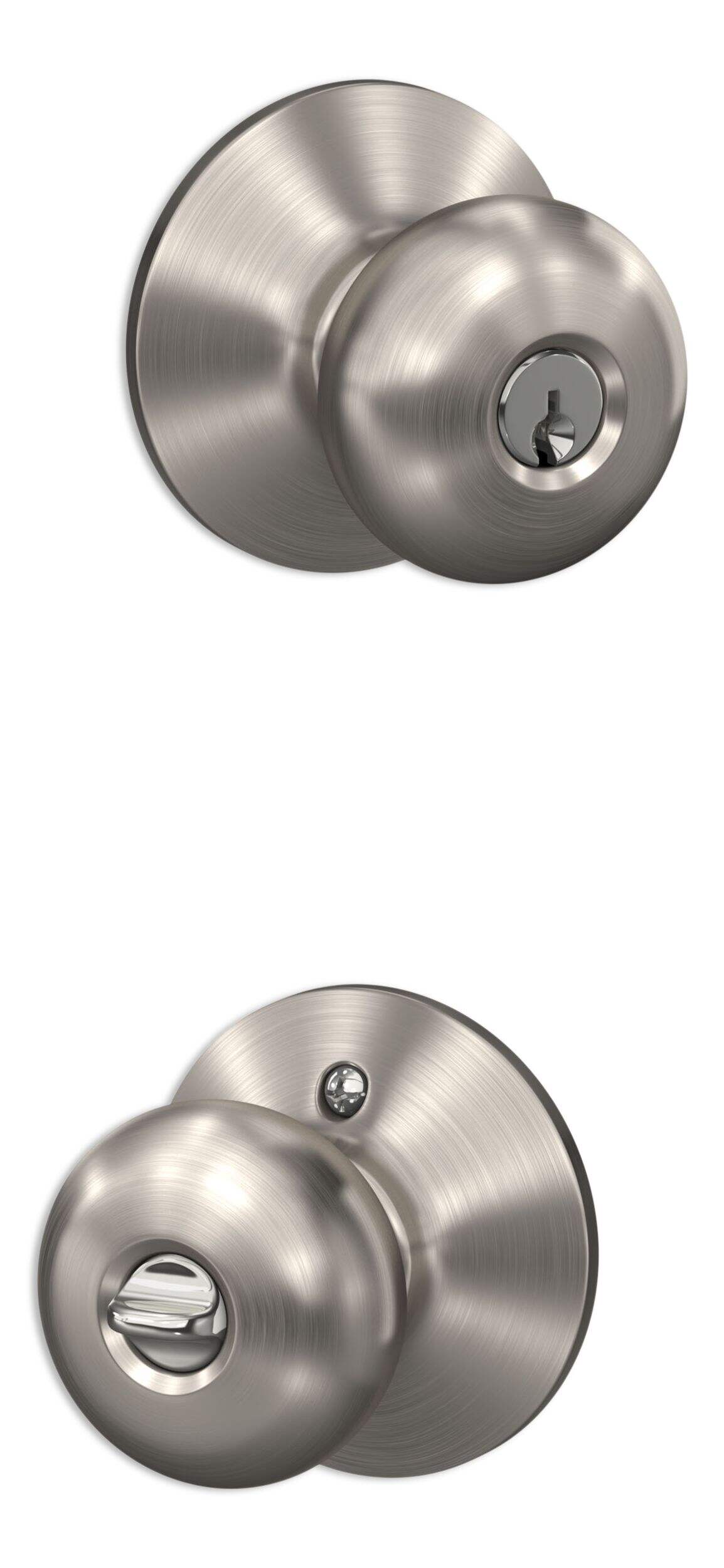Poignée de porte d'entrée à clé Schlage Plymouth, nickel satiné Composite_or_Mixed
