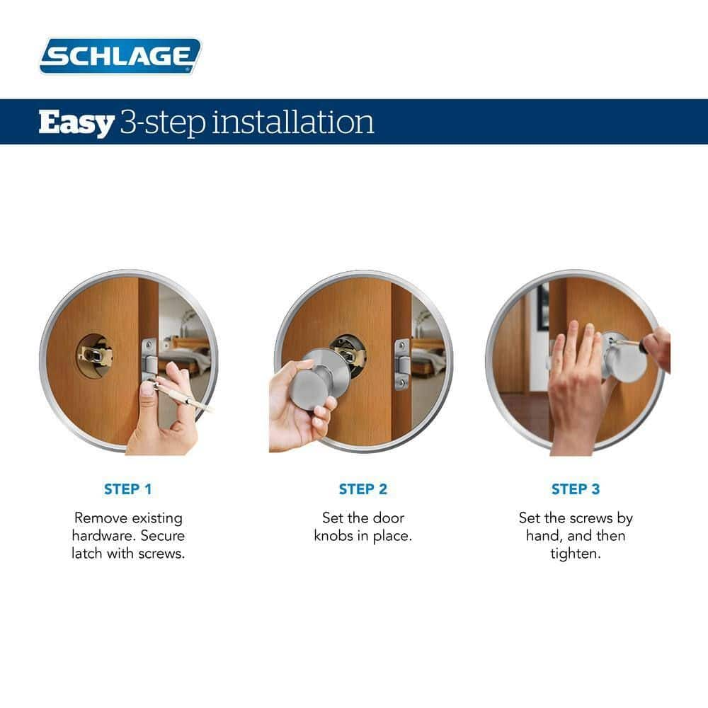 Schlage Plymouth Entry Keyed Ball Door Knob Lock Set, Satin Nickel