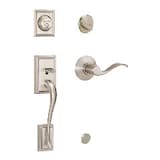 Schlage Addison Handleset with Accent Interior lever, Rated AAA Security, Satin Nickel Front_Angled_Right